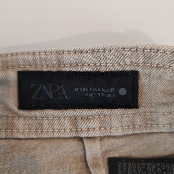 Zara ZW Collection High Waist Wide Leg Tan Jeans Size 6 - Picture 13 of 13